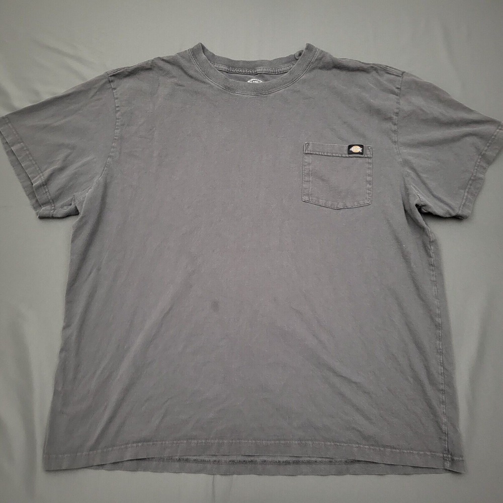 Dickies Mens Short Sleeve Pocket T-Shirt Faded Black Charcoal Gray Workwear XL
